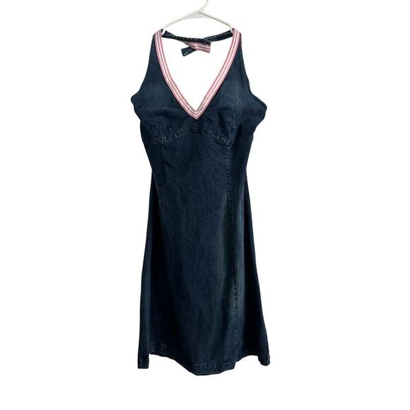 Vintage Tommy Hilfiger Women's Halter Neck Denim Jean Dress Size 12 Y2K 2000s - Picture 2 of 10